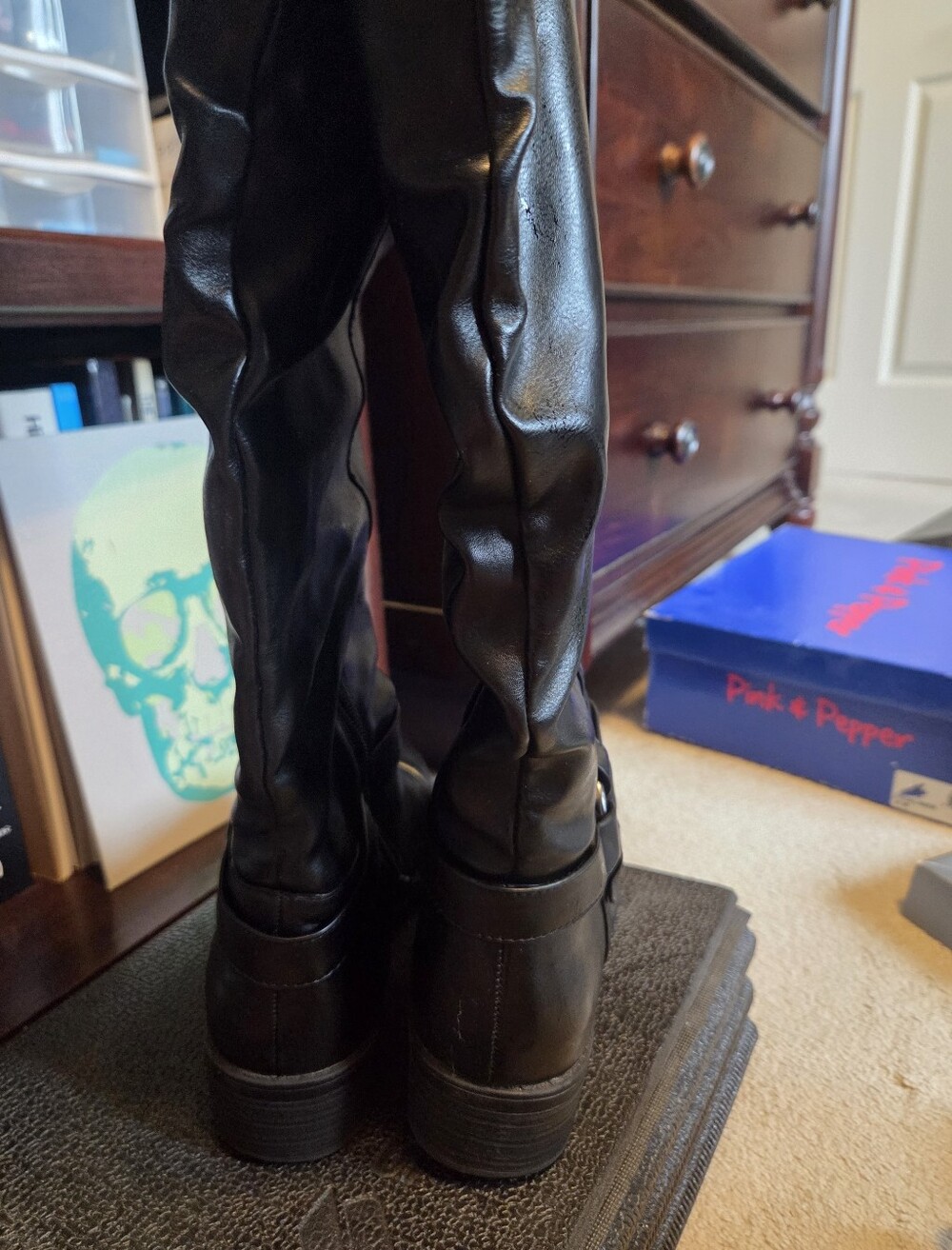 Black Tall Riding Boots - Picture 3 of 5